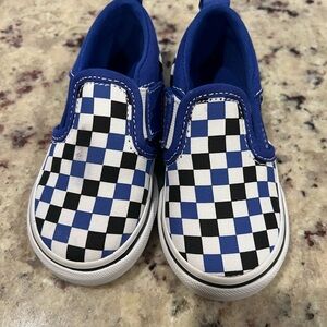 Kids Checkered Slip-On Shoes - Blue and Black